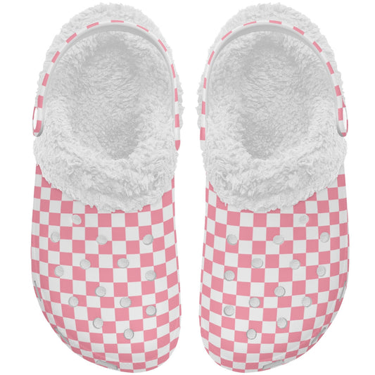 Checkered Pastels | Fleece-Lined Clog Slippers - Cozy, Versatile & Made for Everyday Comfort