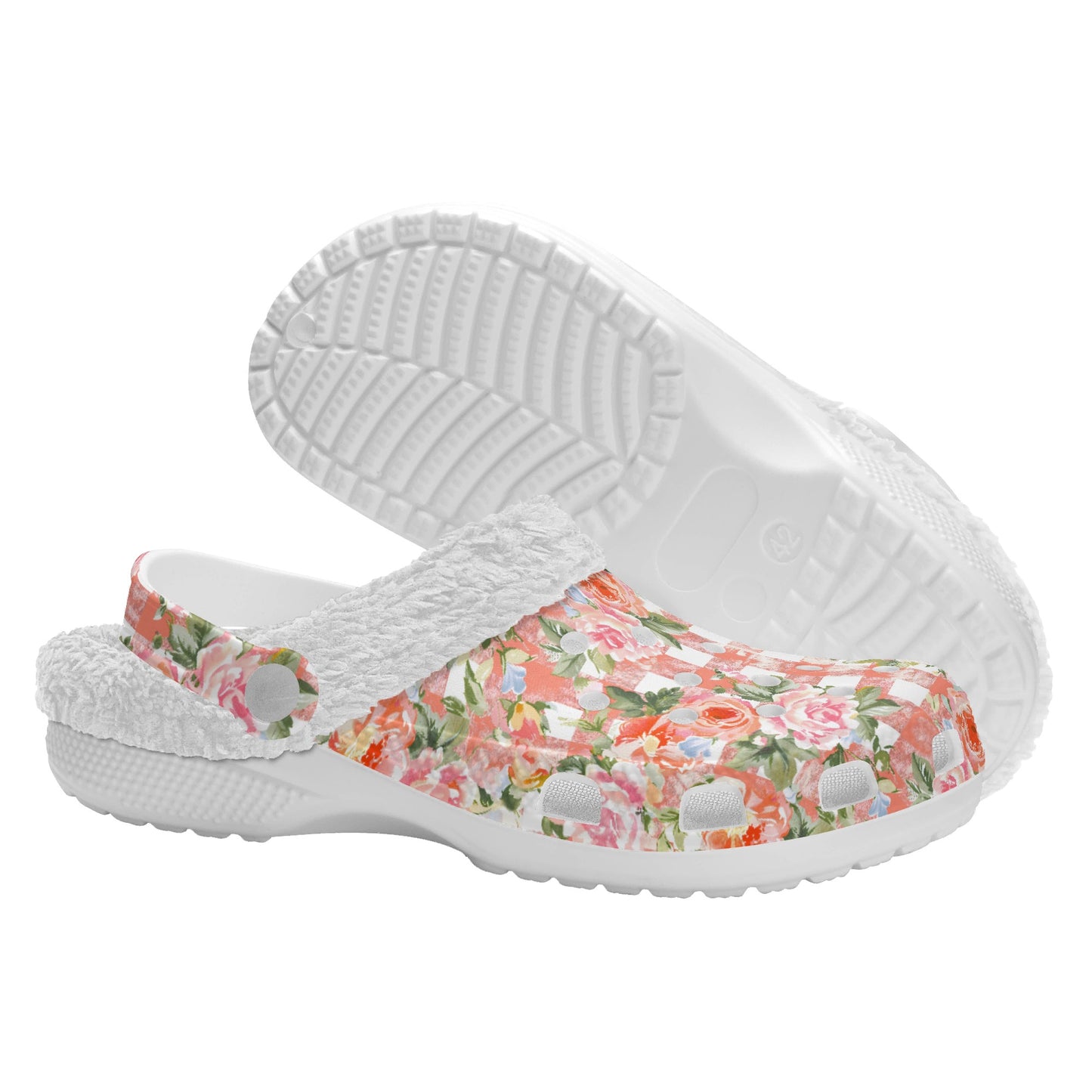 Grunge Floral Plaid | Fleece-Lined Clog Slippers - Cozy, Versatile & Built for Everyday Comfort