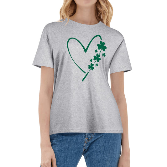 Irish Clover Love | Womens 100% Soft Cotton T-Shirt - Forest