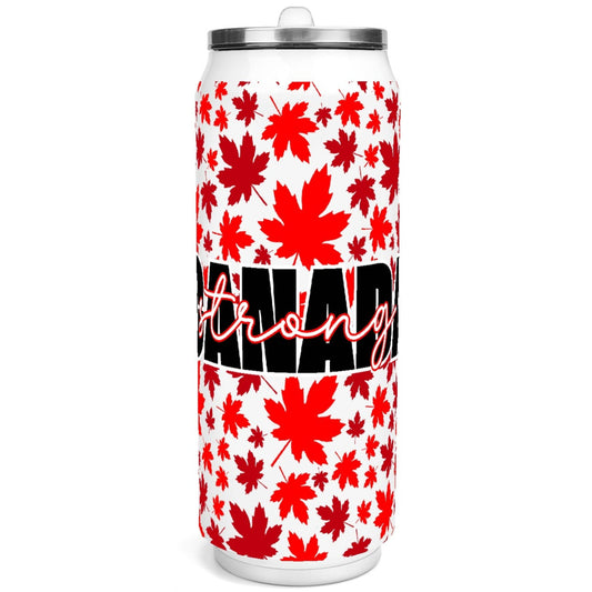 Canada Strong 500ml Stainless Steel Tumbler | Pop Can-Inspired Travel Mug – Durable & Stylish - Maple Leaves in Traditional Colours