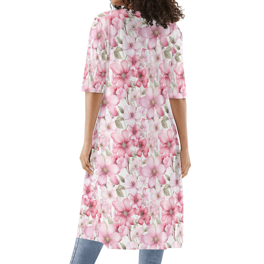 Spring Pinks | Womens Half Sleeve Kimono Robe – Lightweight Layers, Effortless Style