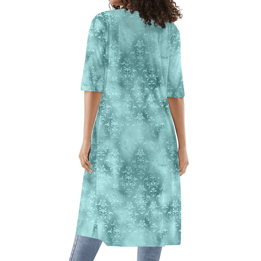 Damask Motif | Womens Half Sleeve Kimono Robe
