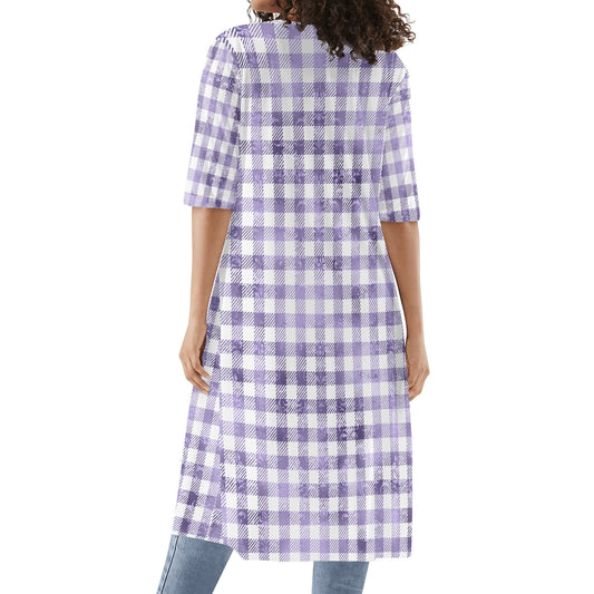 Motif Watercolour Plaid | Womens Half Sleeve Kimono Robe – Lightweight Layers, Effortless Style