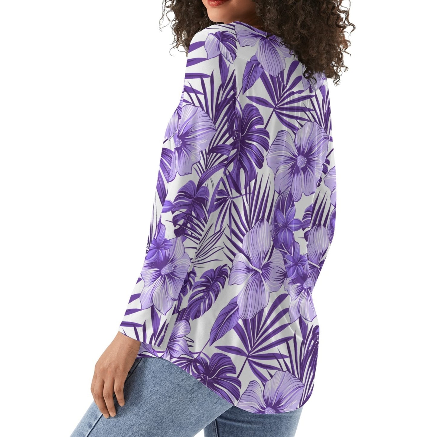 Tropical Dreams | Women's Scoop Neck Baby Doll Long Sleeved Blouse