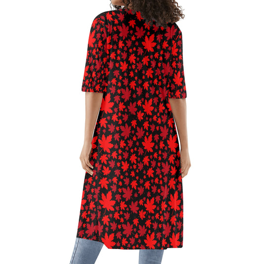 Canadian Maple Leaves | Womens Half Sleeve Kimono Robe – Lightweight Layers, Effortless Style