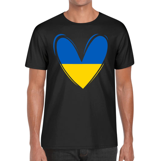Love for Ukraine | Mens 100% Soft Cotton T-Shirt - Ukraine Flag