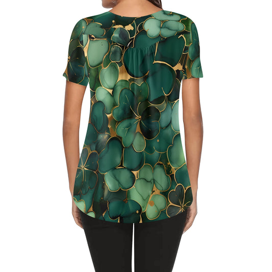 Shamrocks | Womens Scoop Neck Short Sleeve Loose Blouse - Plus Sizes Available