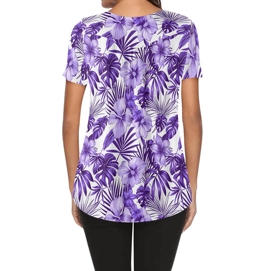 Tropical Delights | Womens Scoop Neck Short Sleeve Loose Blouse - Plus Sizes Available
