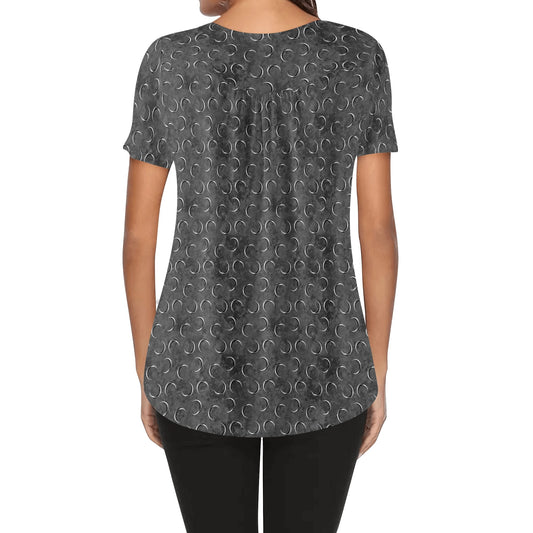 Gothic Motifs | Womens Scoop Neck Short Sleeve Loose Blouse - Plus Sizes Available