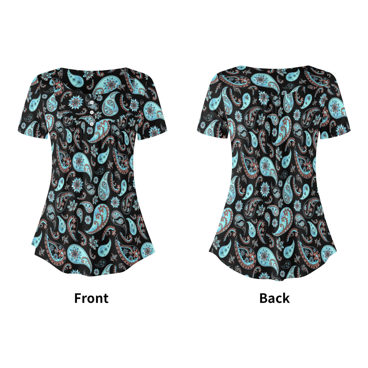 Paislies | Womens Scoop Neck Short Sleeve Loose Blouse