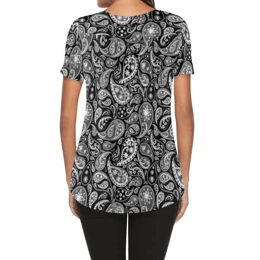 Paislies | Womens Scoop Neck Short Sleeve Loose Blouse