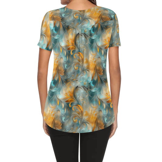 Golden Light | Womens Scoop Neck Short sleeve Loose Blouse