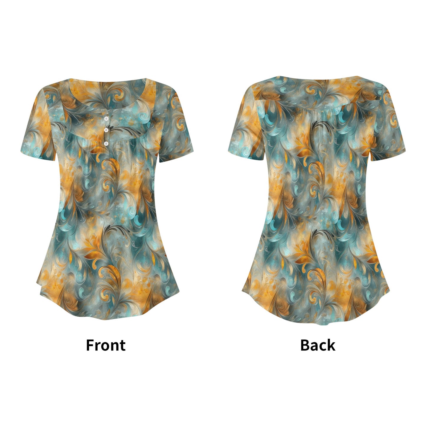 Golden Light | Womens Scoop Neck Short sleeve Loose Blouse