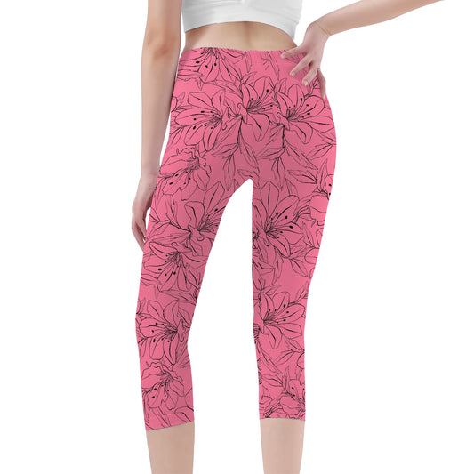 Spring Orchids | Women’s Capri Leggings – Cool Comfort Meets Unique Style