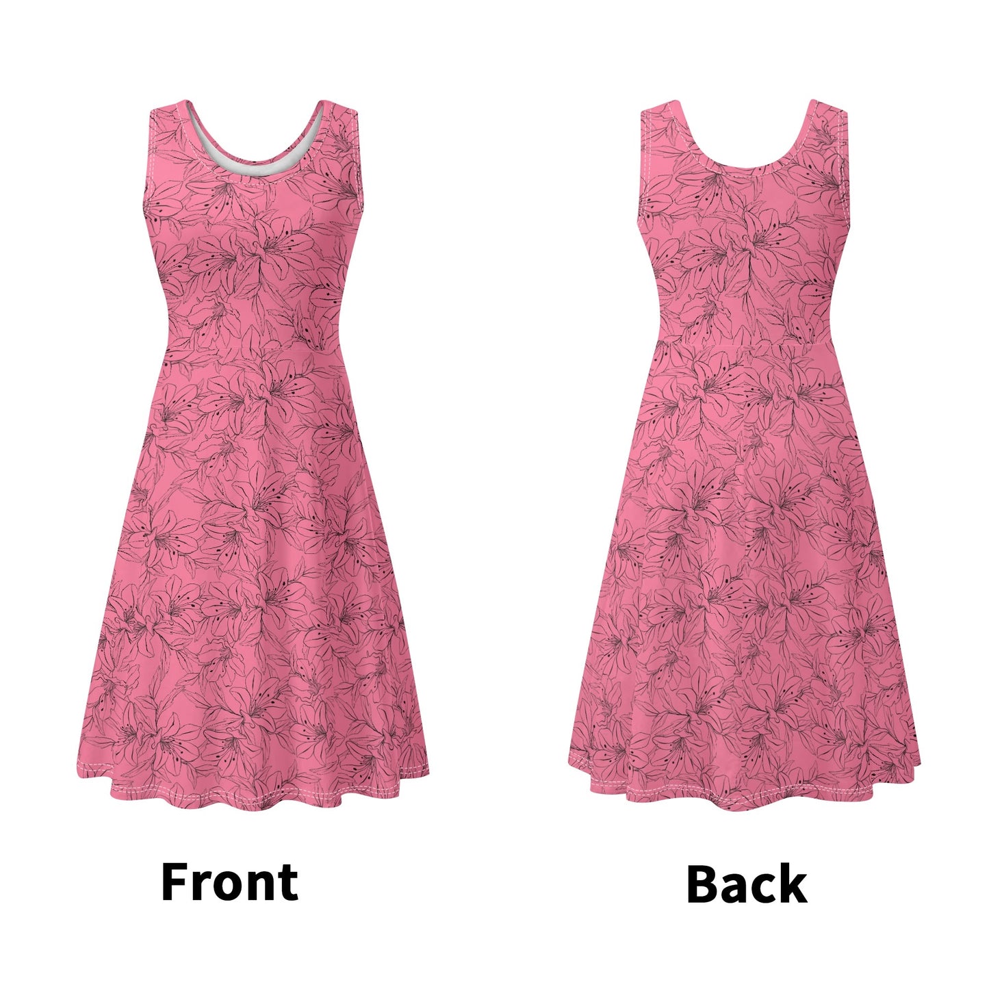 Spring Orchids | Women's Tank A-Line Sundress with Pockets - Effortless Comfort & Style