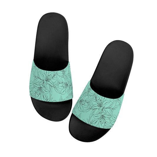 Black & White Soled Womens Slide-On Sandals - Seafoam