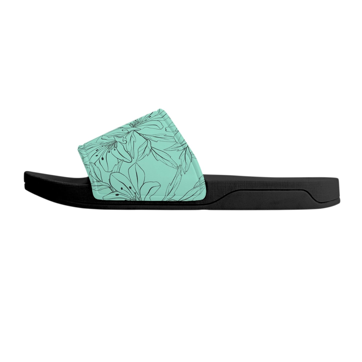 Black & White Soled Womens Slide-On Sandals - Seafoam