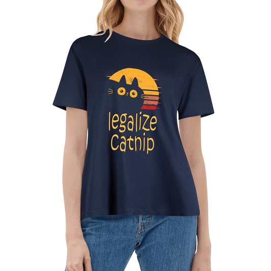 Legalize Catnip | Women's 100% Soft Cotton Funny Cat T-Shirt