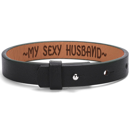 From The Heart | Engraved Leather Cuff Bracelet - Inside Message