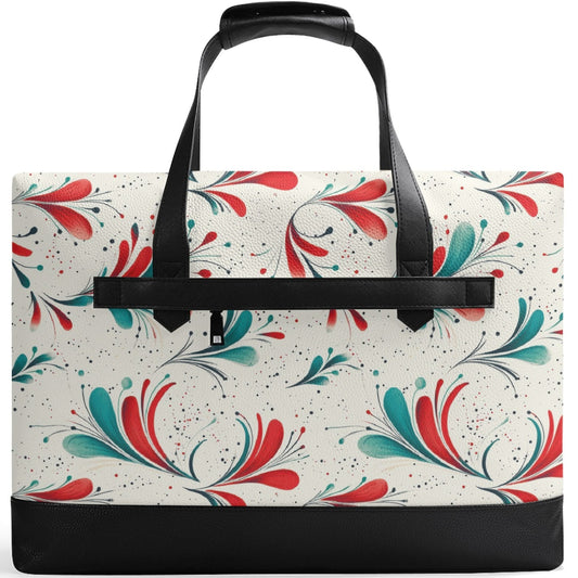 Retro Sprinkles & Blooms | Faux Leather Briefcase | Business Laptop Bag – Classic, Durable, Water-Resistant