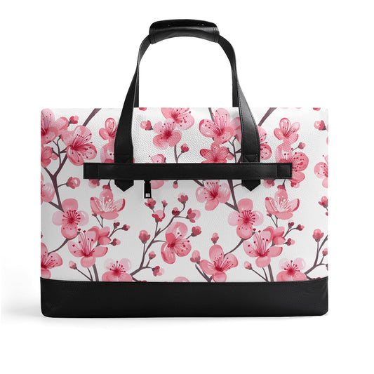 Cherry Blossoms | Faux Leather Briefcase | Business Laptop Bag – Classic, Durable, Water-Resistant
