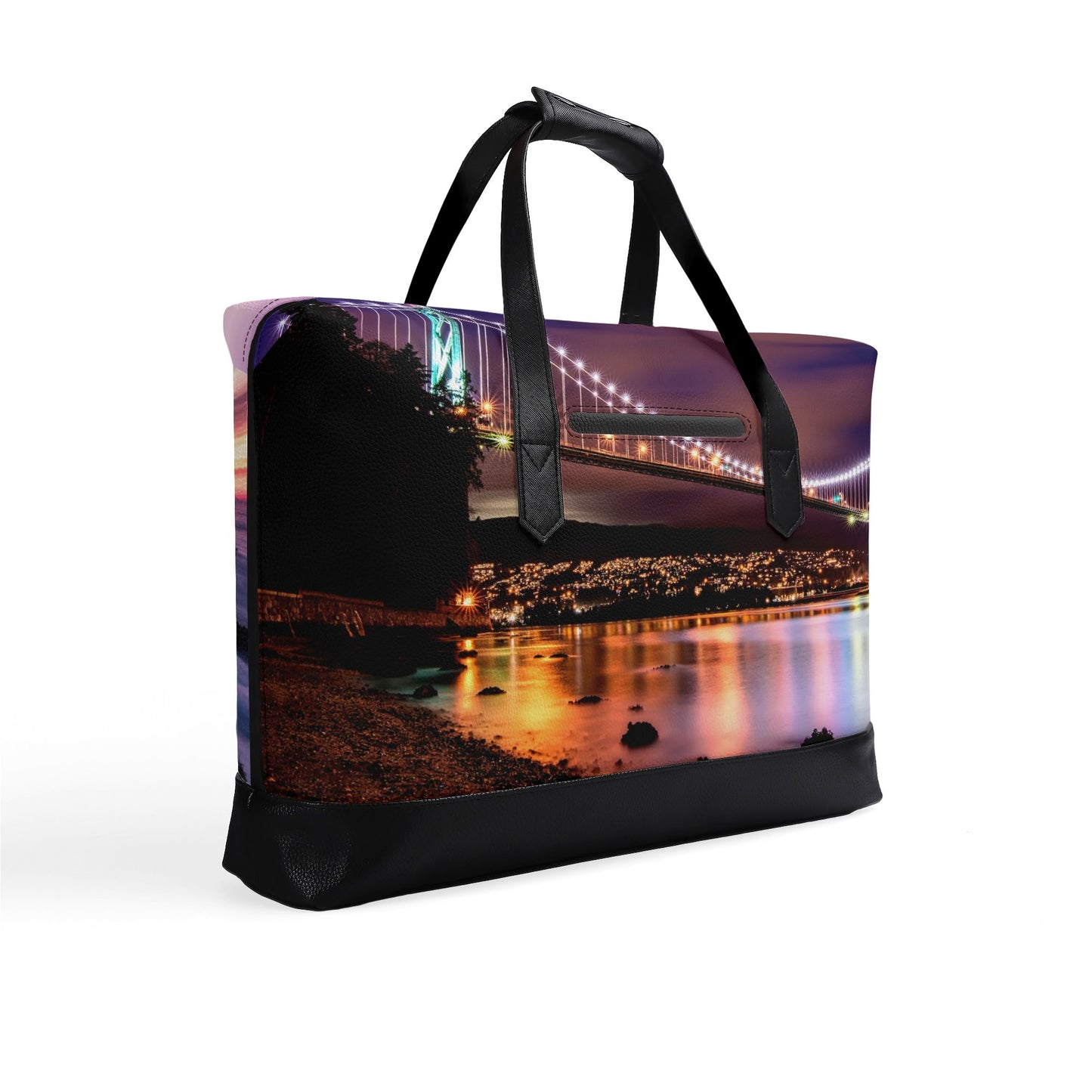 Vancouvers Lions Gate Bridge | Faux Leather Briefcase | Business Laptop Bag – Classic, Durable, Water-Resistant