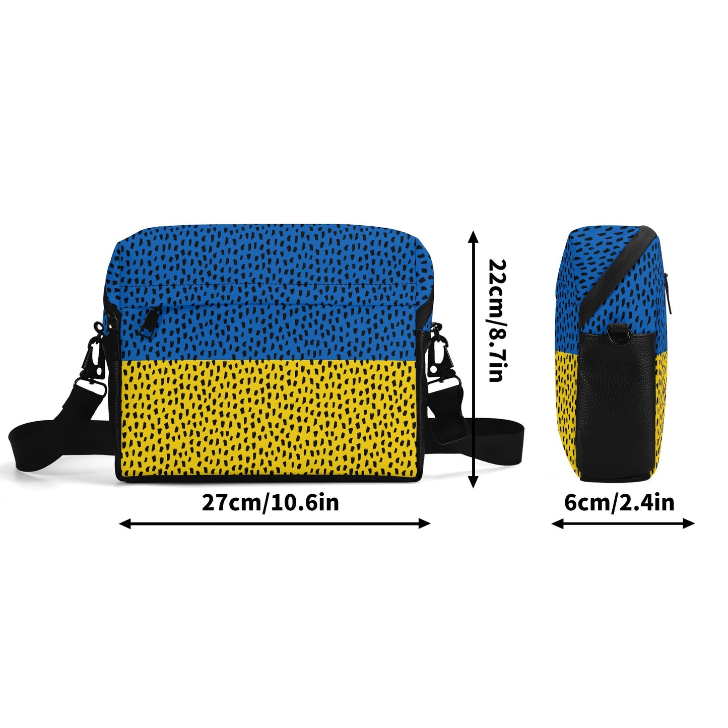 I Stand With Ukraine | Faux Leather Small Messenger Bag – Water-Resistant Everyday Organizer