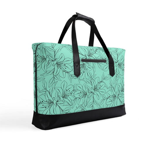 Spring Orchids Collection | Faux Leather Briefcase | Business Laptop Bag – Classic, Durable, Water-Resistant