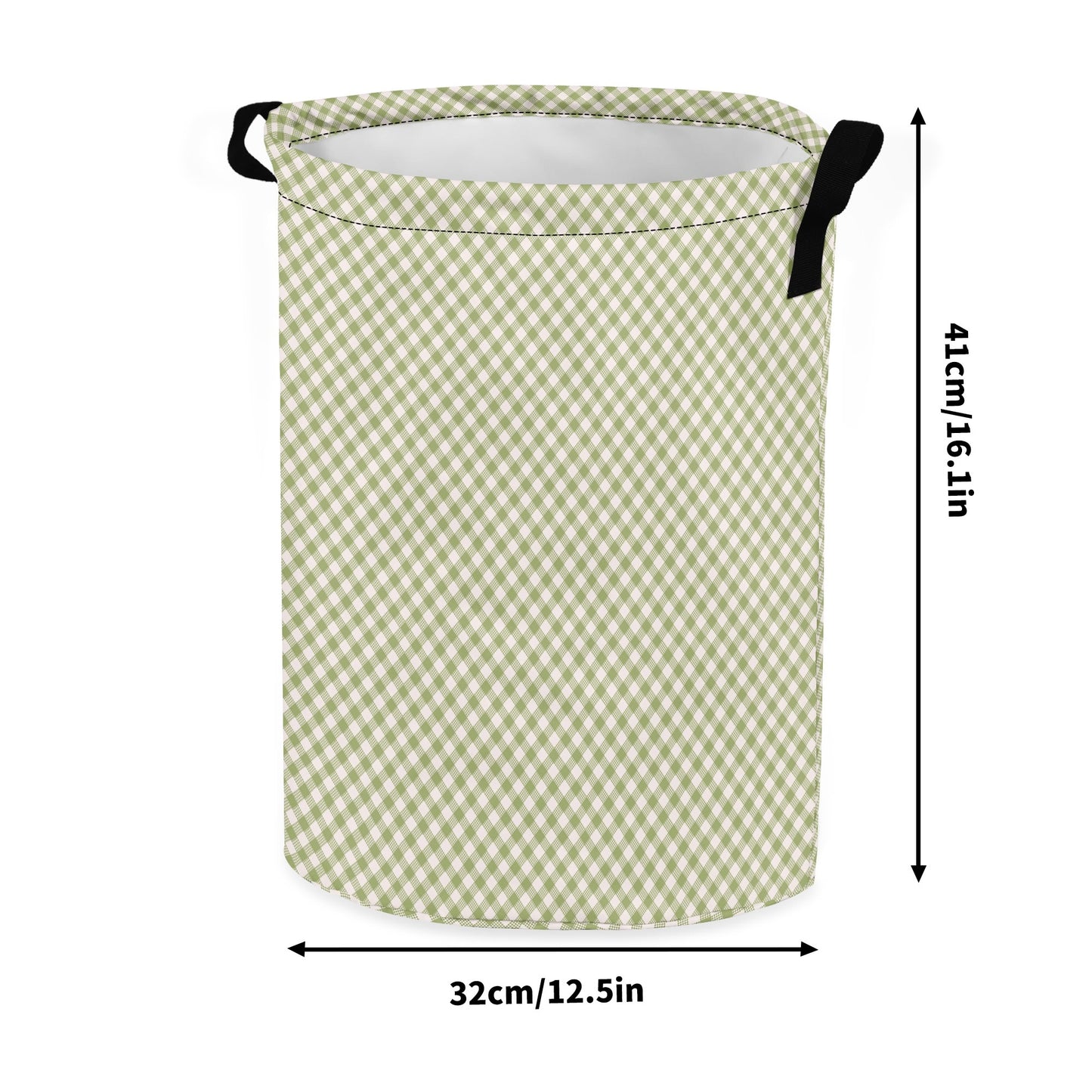 Woodsy Gingham | Laundry Basket / Storage Bag, Durable Fabric, Mid-Size, Dual Handles, Compact When Not In Use