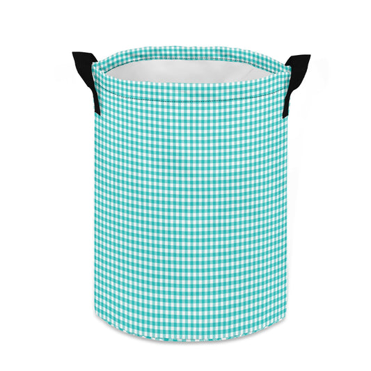 Pastel Gingham | Laundry Basket / Storage Bag, Durable Fabric, Mid-Size, Dual Handles, Compact When Not In Use