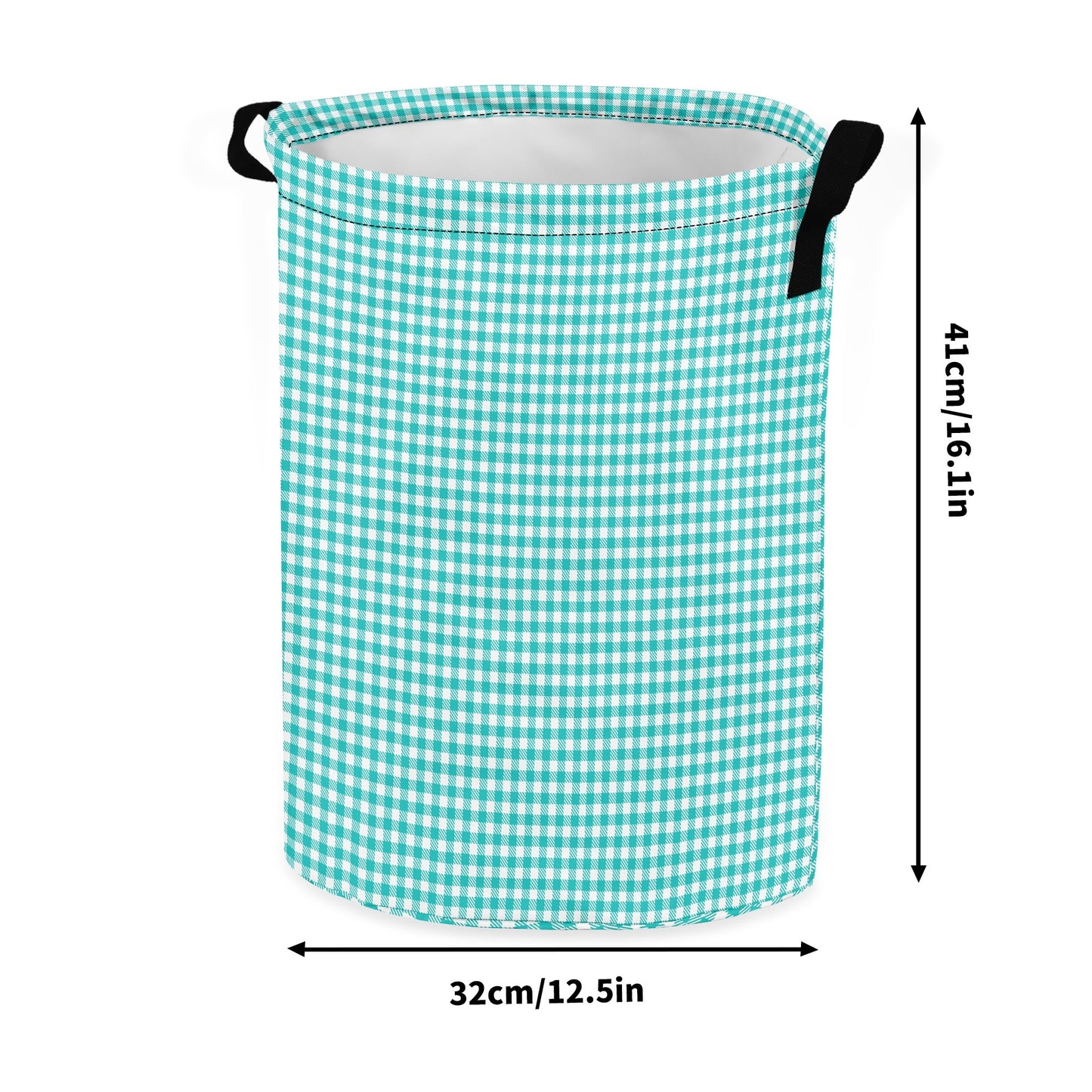Pastel Gingham | Laundry Basket / Storage Bag, Durable Fabric, Mid-Size, Dual Handles, Compact When Not In Use