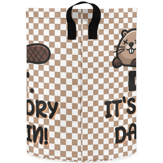 Dam It. Its Laundry Day Again! | Laundry Basket / Storage Bag, Durable Fabric, Mid-Size, Dual Handles, Compact When Not In Use