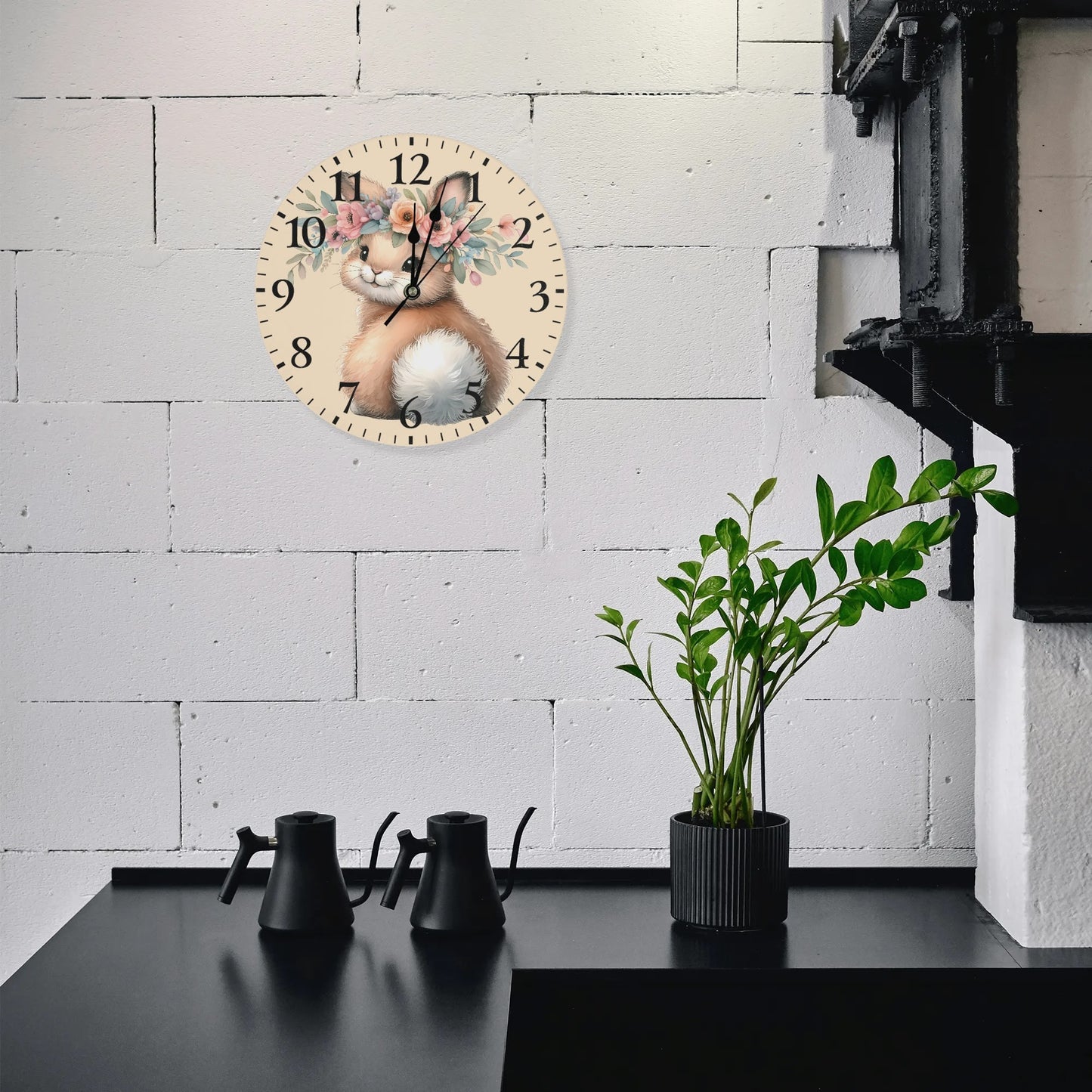 Springtime Bunny | Wall Clock Decoration - Clear & Crisp Time Telling