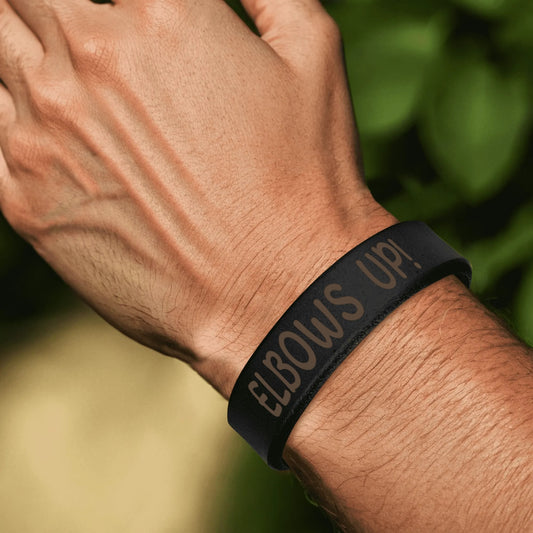 Black or Yellow | ELBOWS UP! Engraved Cuff Bracelet – Bold Style, Lasting Messages