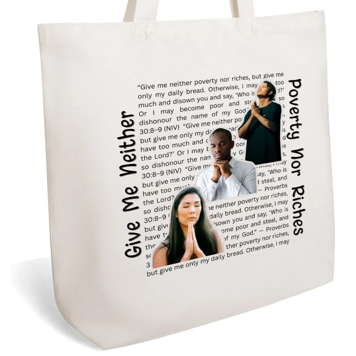 Proverbs 30:8-9 | Eco-Friendly Cotton Tote Bag – Spacious & Durable Design