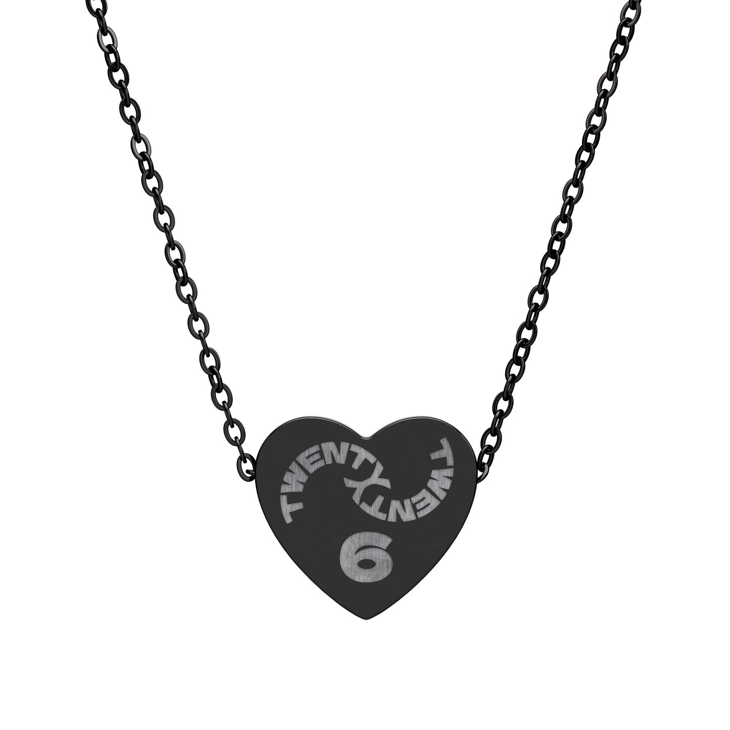 Black Twenty Twenty 6 | New Year Engraved Heart Necklace