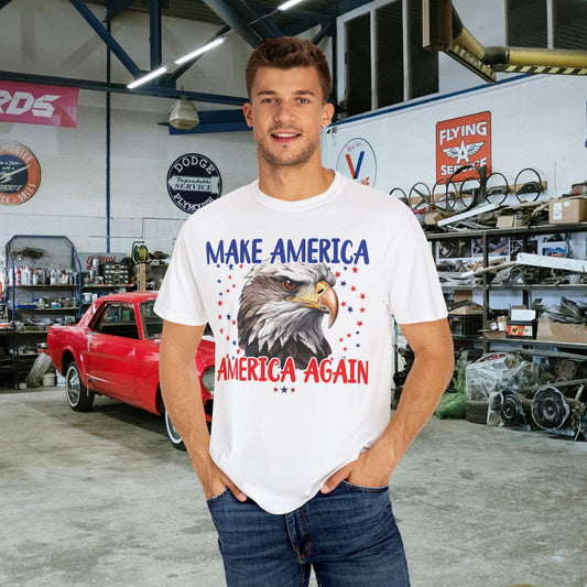 Make America America Again | Men's Garment-Dyed T-Shirt - Bald Eagle & Stars