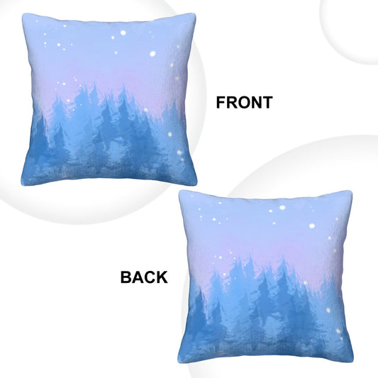 A Snowy Winter Forest Corduroy Throw Pillow Covers with Core (Double-Sided Design)