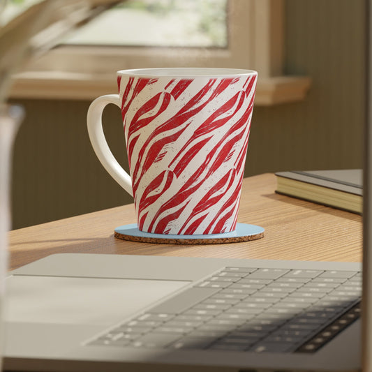 Candy Cane Zebra Print - Ceramic Latte Mug, 12oz - Perfect Hot Chocolate Mug
