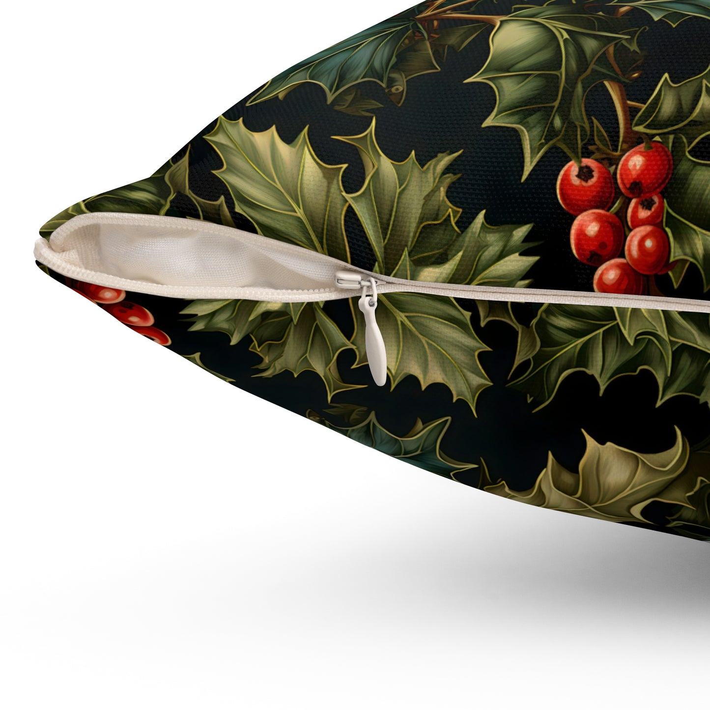 Red Holly Berries Holiday Cushion & Case - Spun Polyester Square Pillow Available in 4 Sizes