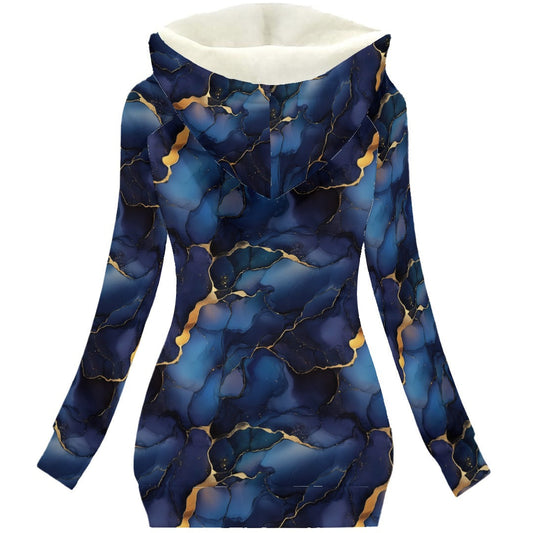 Indigo & Gold | Women's Long Winter Coat With Fleece Lining - Cozy Warmth, Modern Edge