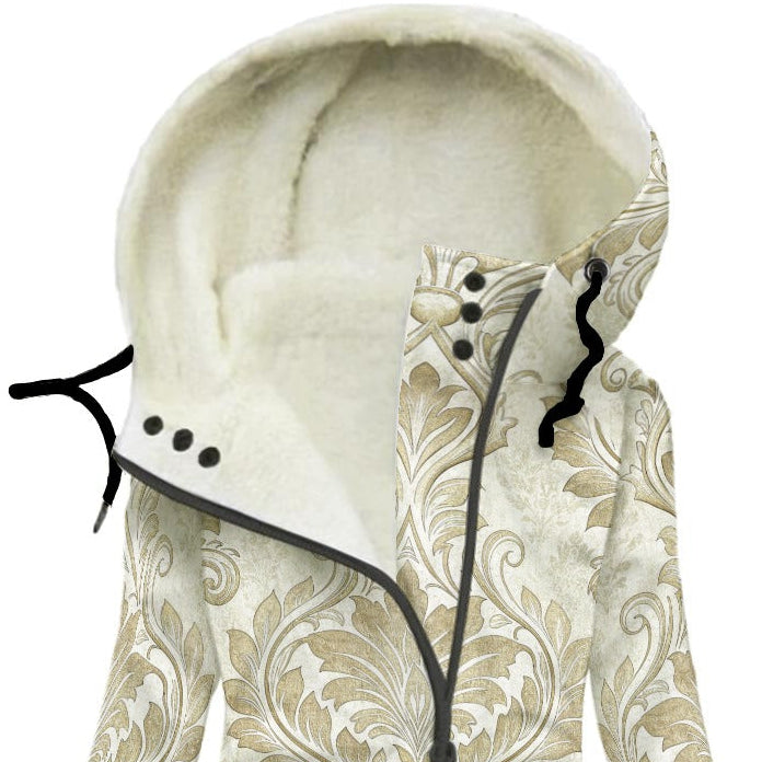 Damask Wedding | Women's Long Winter Coat With Fleece Lining - Cozy Warmth, Modern Edge