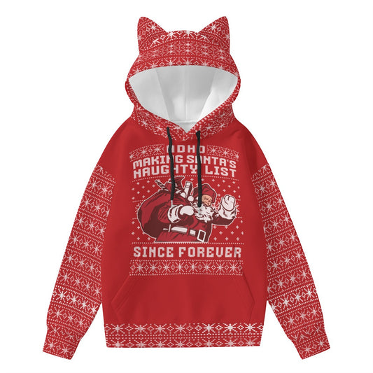 Santa's Naughty List | Cozy Cat Ear Hoodie - Everyday Cute, Fun, and Ready to Wear Comfort