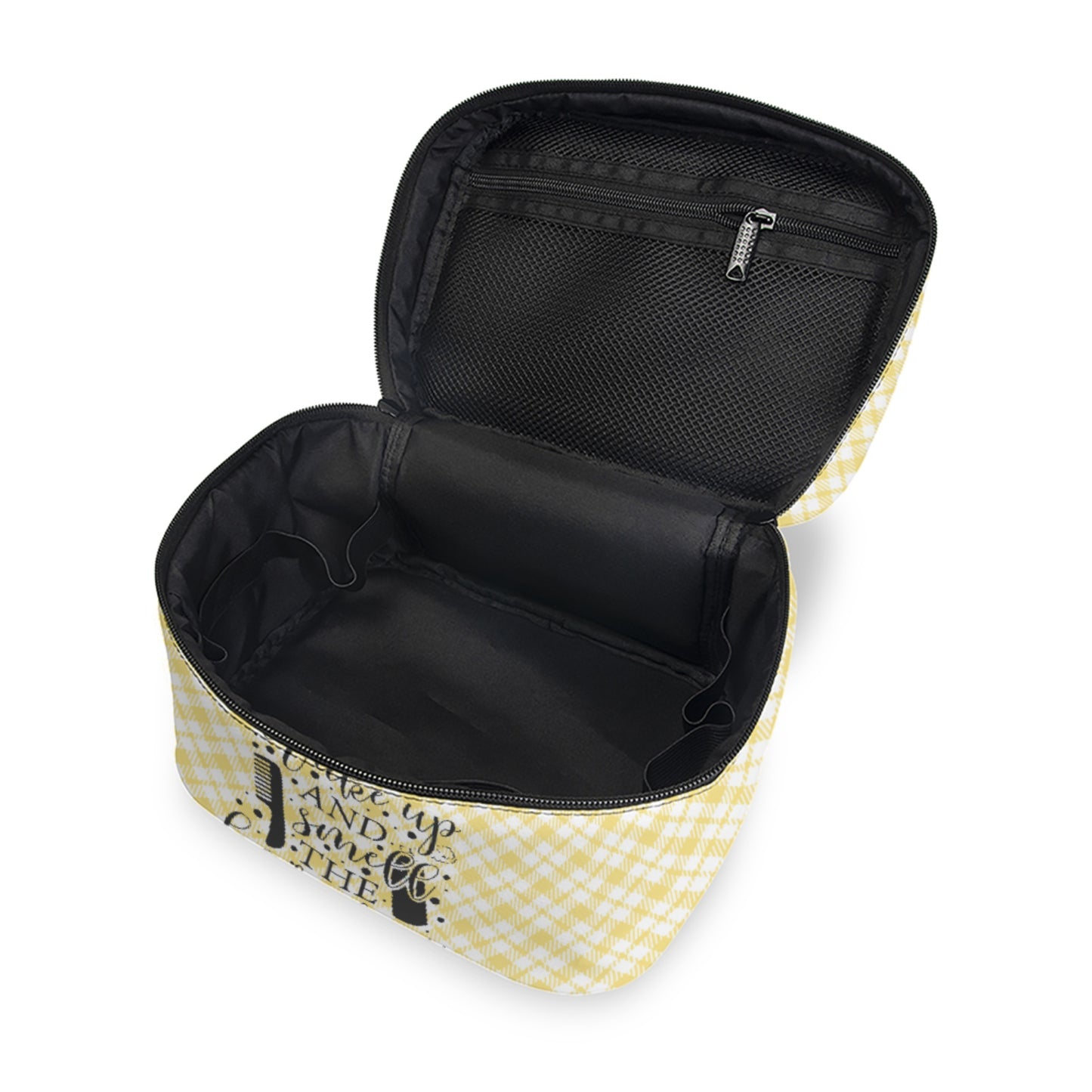 Wake Up & Smell The Hairspray - Yellow Buffalo Print Cosmetics Bag
