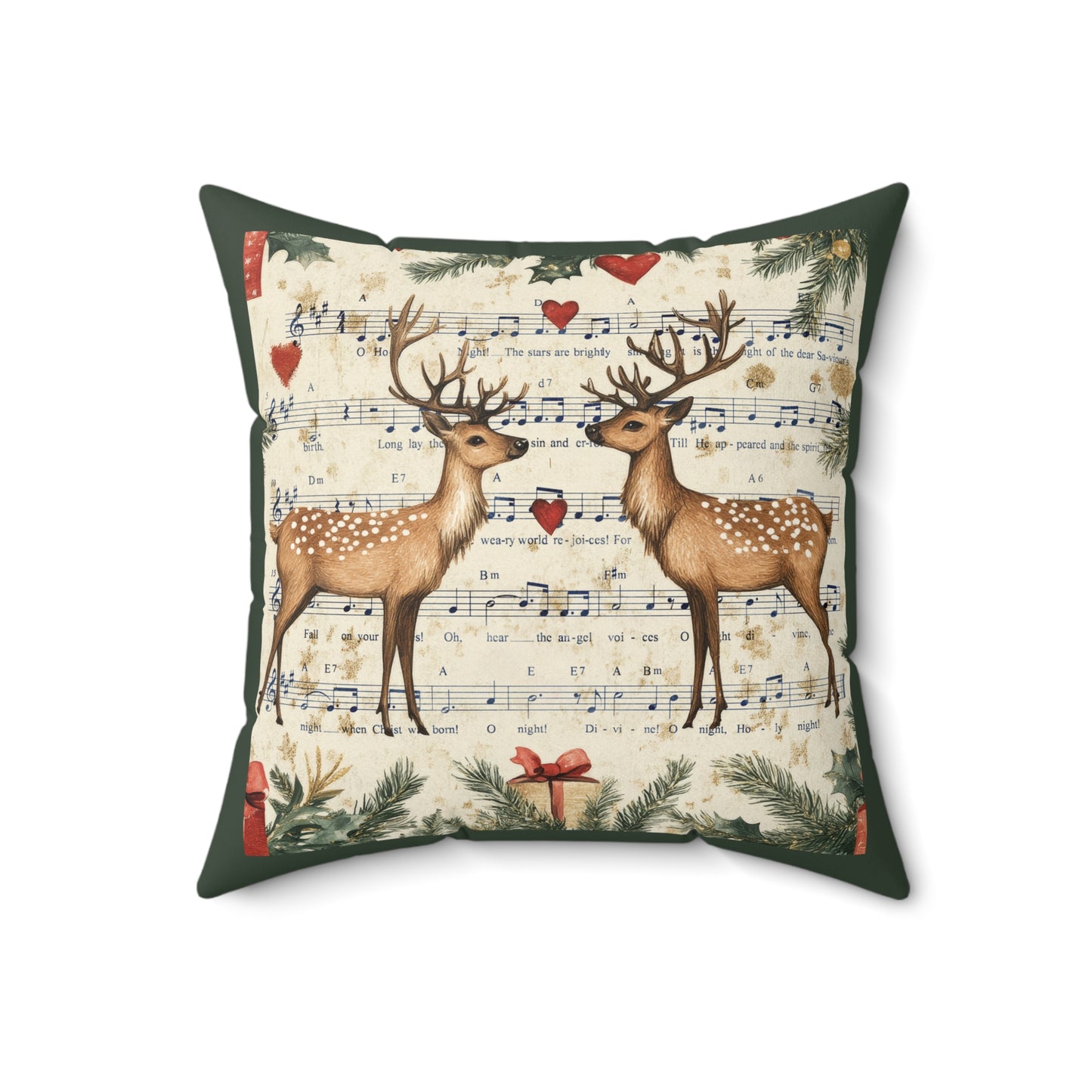 O Holy Night Christmas Deer - Faux Suede Square Pillow 14x14"