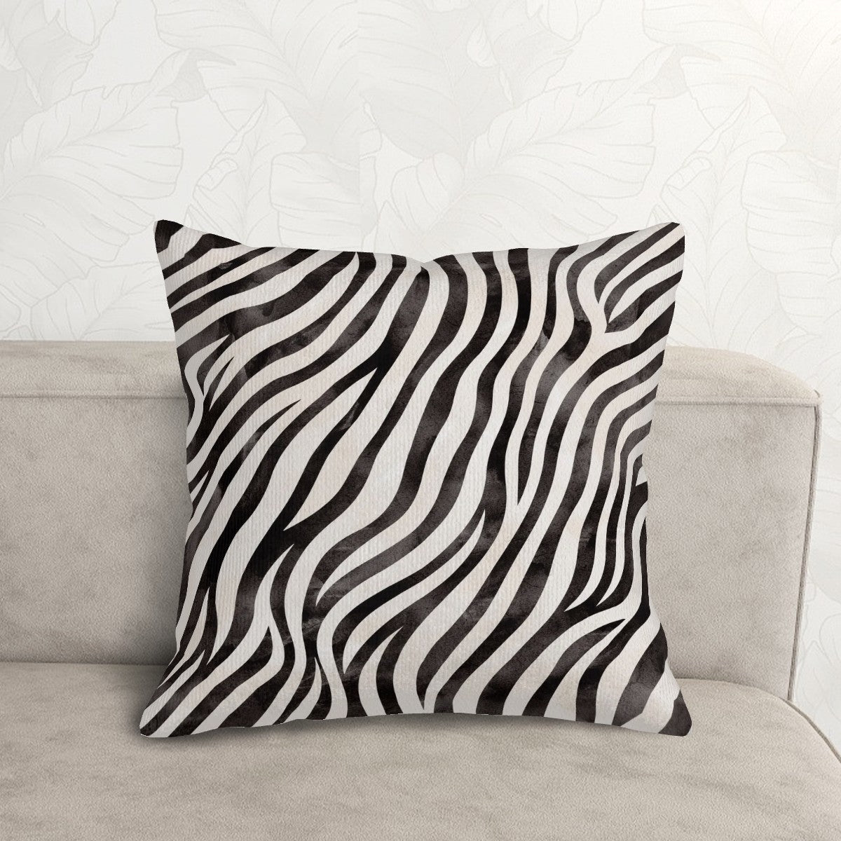 Watercoloured Zebra Print - Corduroy Throw Pillow Covers with Core (Double-Sided Design)