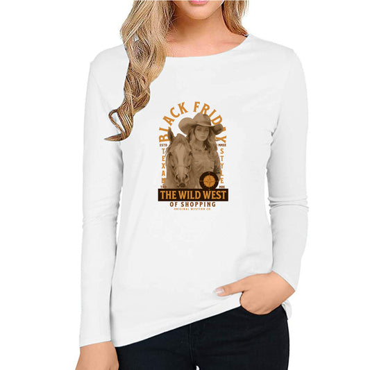 Black Friday The Wild West of Shopping - 100% Cotton Women's Long Sleeve T-Shirt