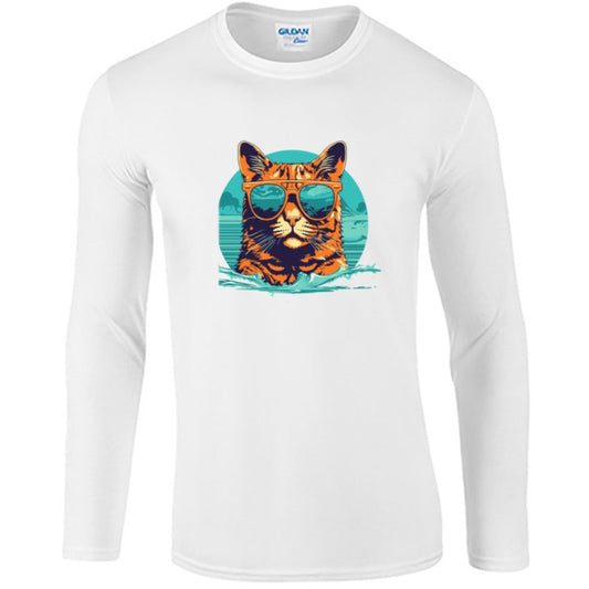 Swimming Cool Cat - Women's 100% Cotton Long Sleeve T-Shirt – Fun, Unique, and Comfortable!