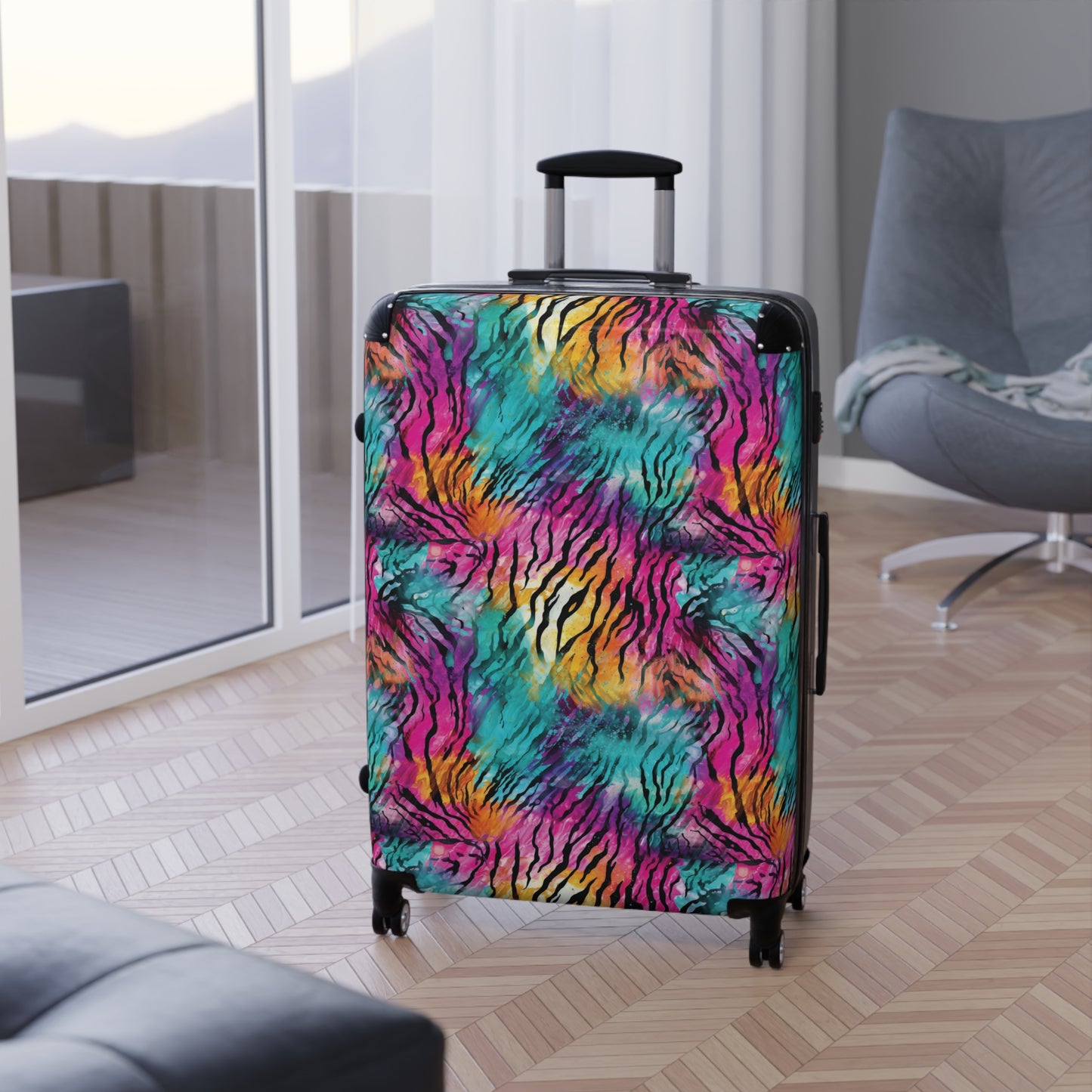 Rainbow Animal Print Suitcases Available in 3 Sizes (Small, Medium, & Large)