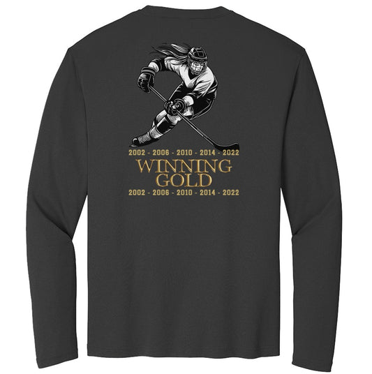 Winning Gold - Sport-Tek Men's Long Sleeve Tee - Women's Canadian Hockey
